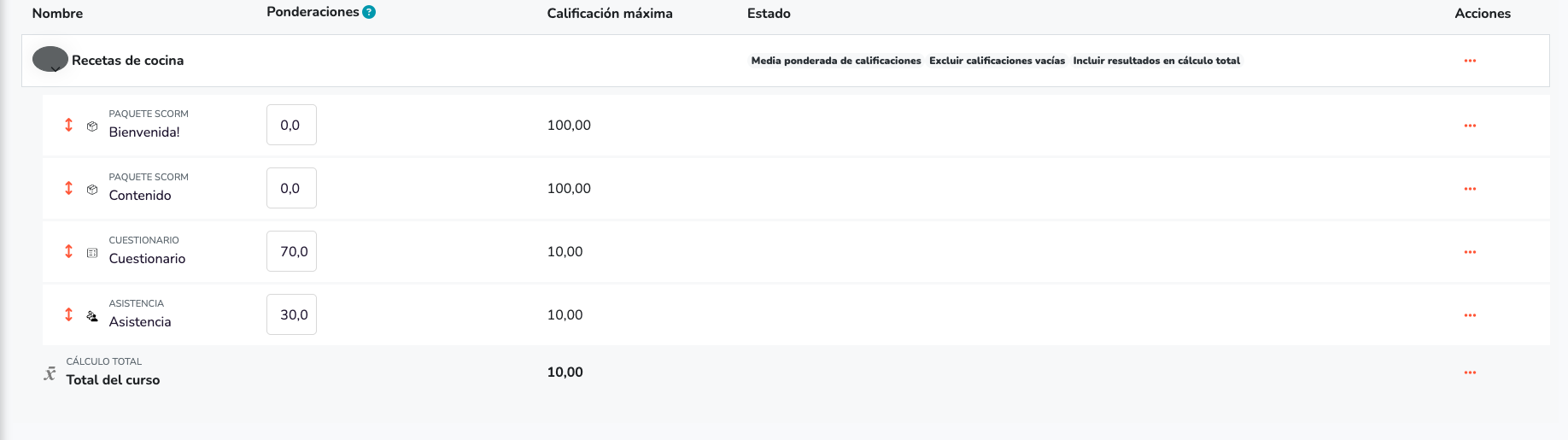 Pantalla de Configuración