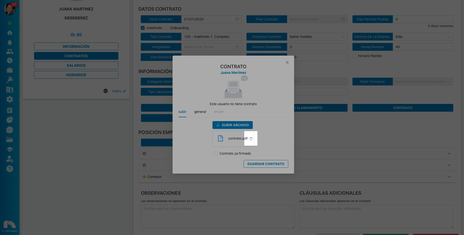 Borrar Archivo Contrato