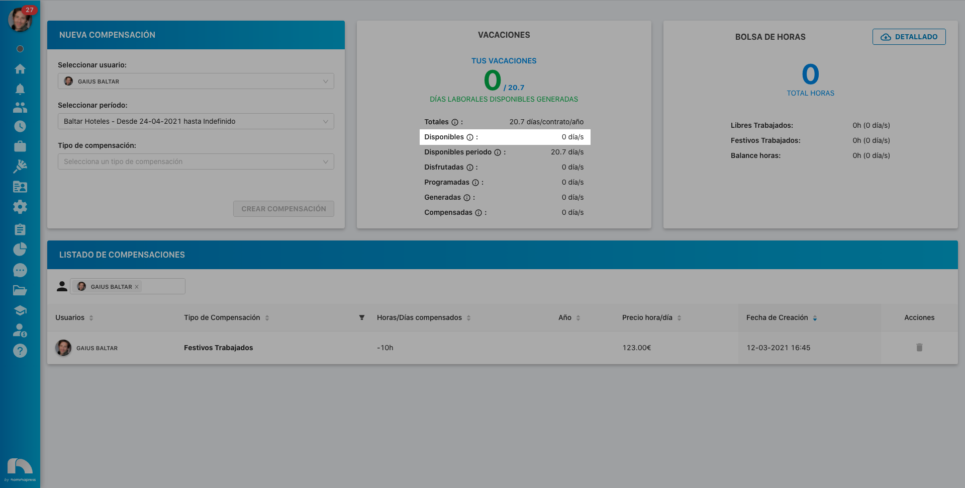 Widgets Vacaciones - disponibles