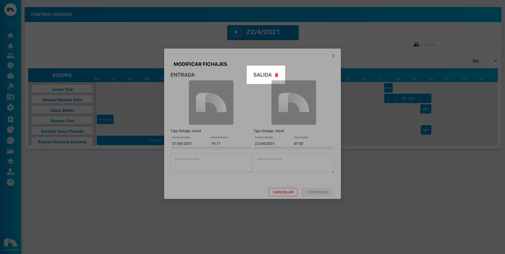 Borrar Último Fichaje