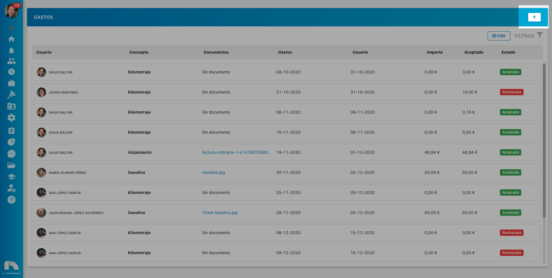 Create expenses