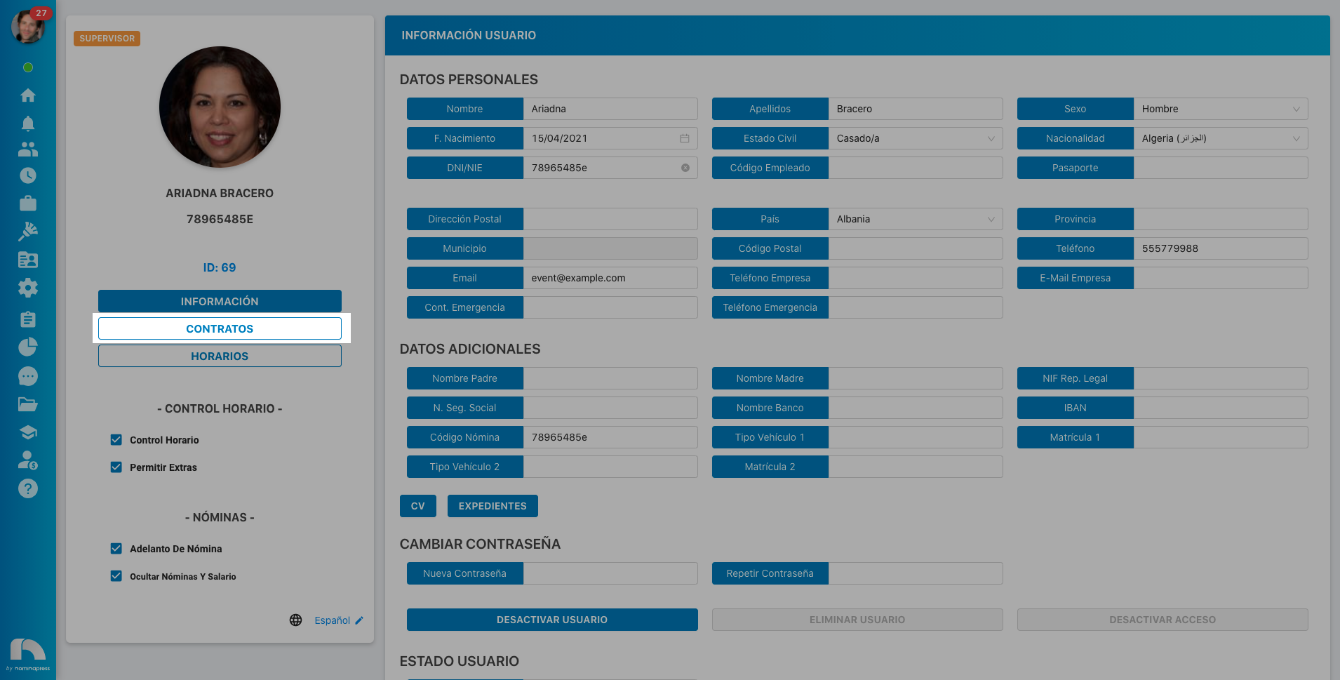 Perfil / Contrato